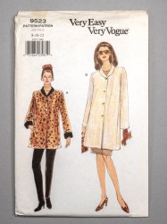 9523 VOGUE VERY EASUY A-LINE LINED COLLAR COAT LENGTHS PATTERN 8-12 UNCUT